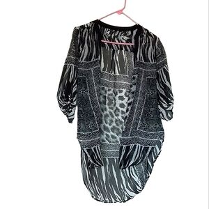 WOMENS ANIMAL PRINT BUTTON DOWN BLOUSE